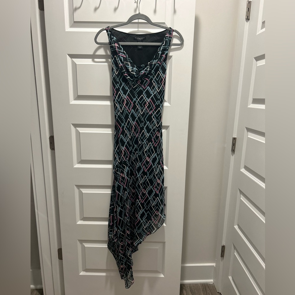 Parallel Studio y2k Hankerchief Hem Midi Dress with Cowl Neck